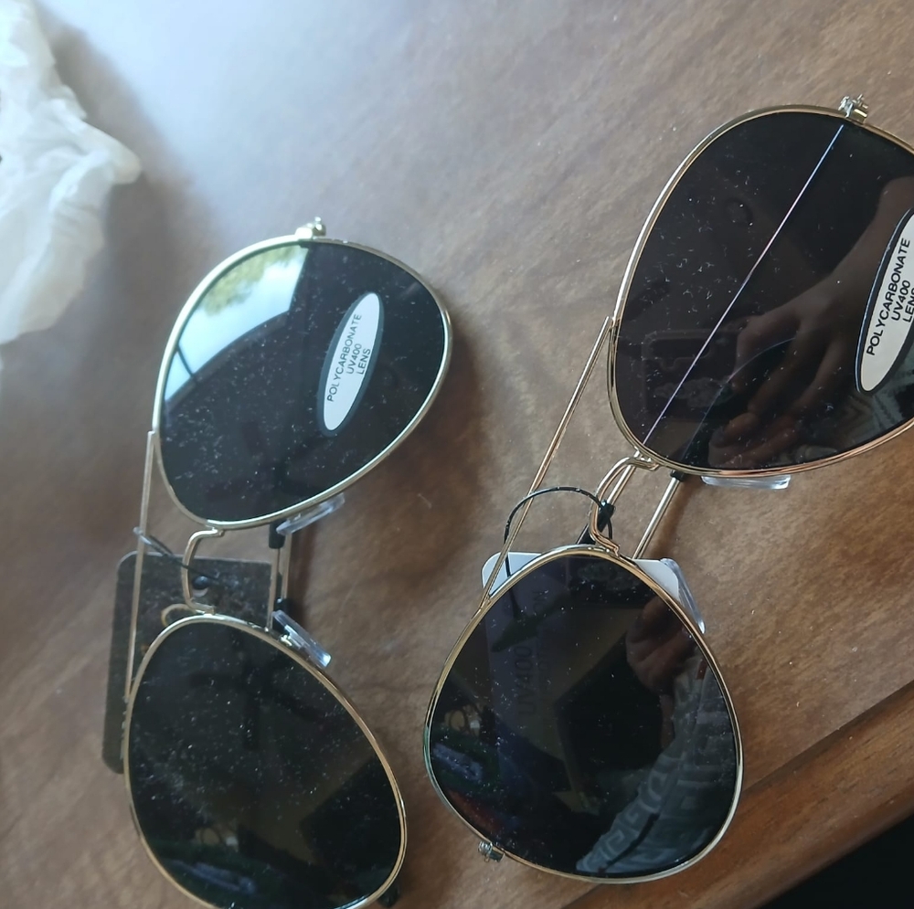 Classic Gold and Black Aviator Sunglasses
